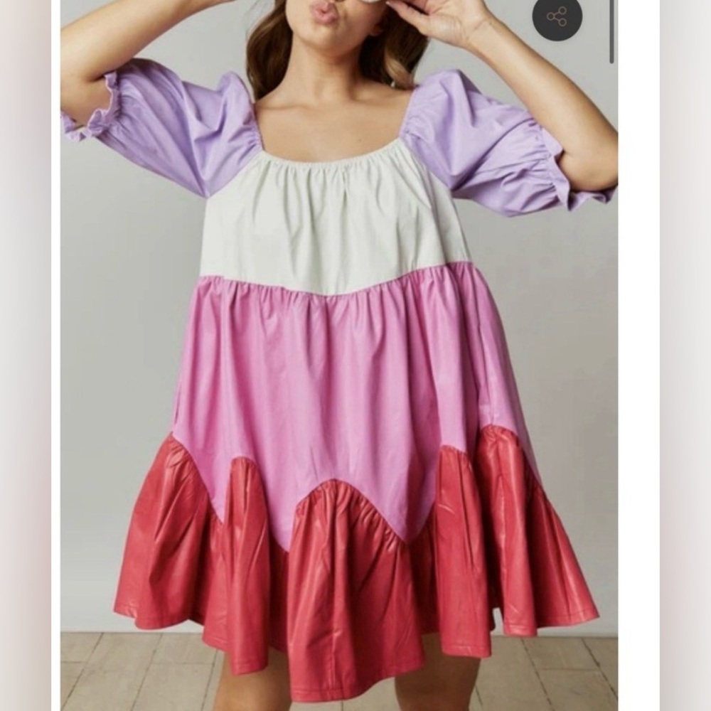 Fantastic Fawn Purple, Pink, and Red Colorblock Dress